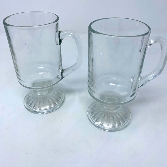 Set of 2 Vintage Glass Irish Coffee Mugs - Picture 1 of 3